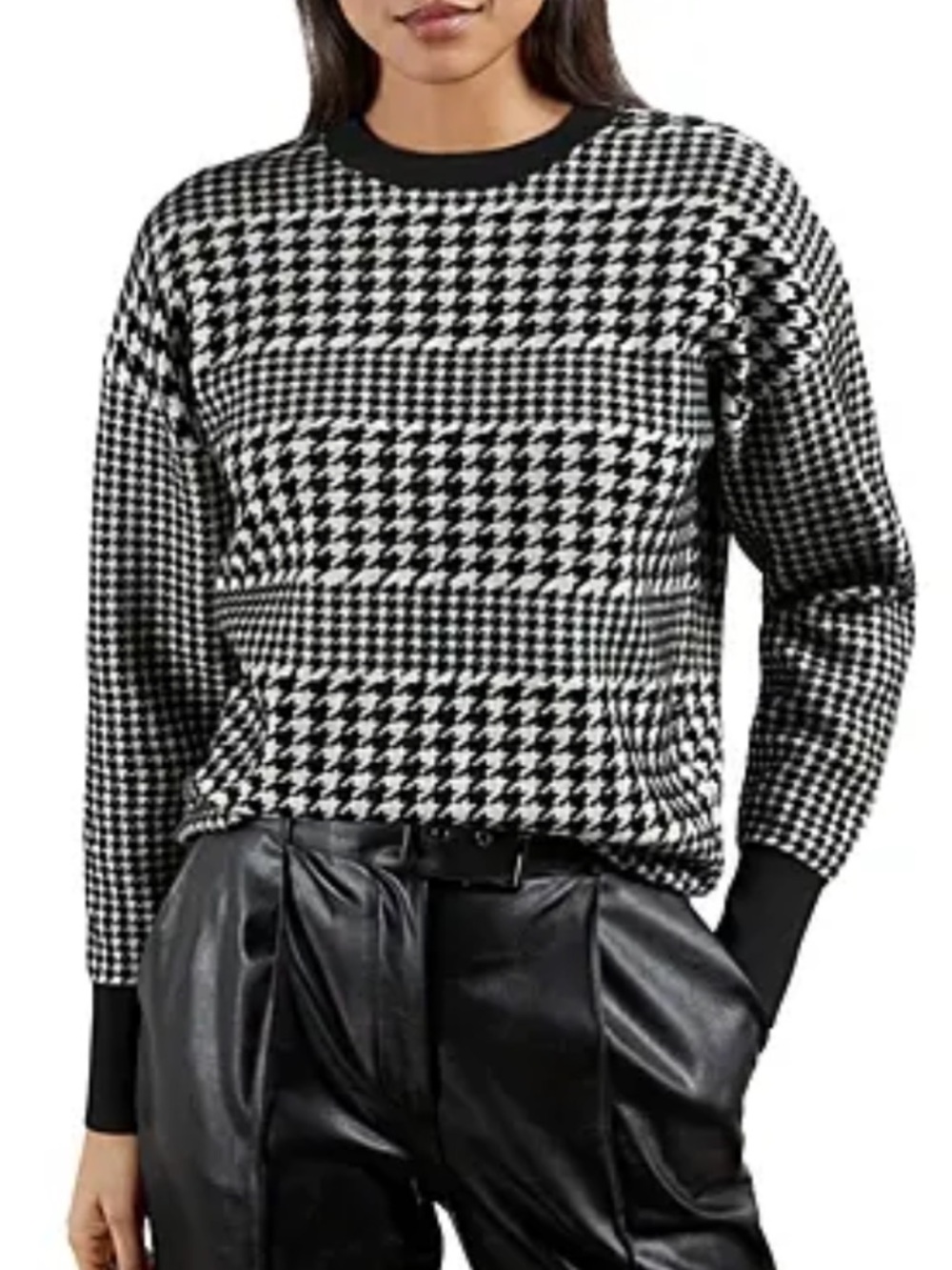 Ted Baker London Altas Houndstooth Crewneck Sweater